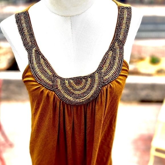 FOREVER 21 GOLDEN SUMMER TOP WITH BEADED EGYPTIAN COLLAR - Picture 4 of 6